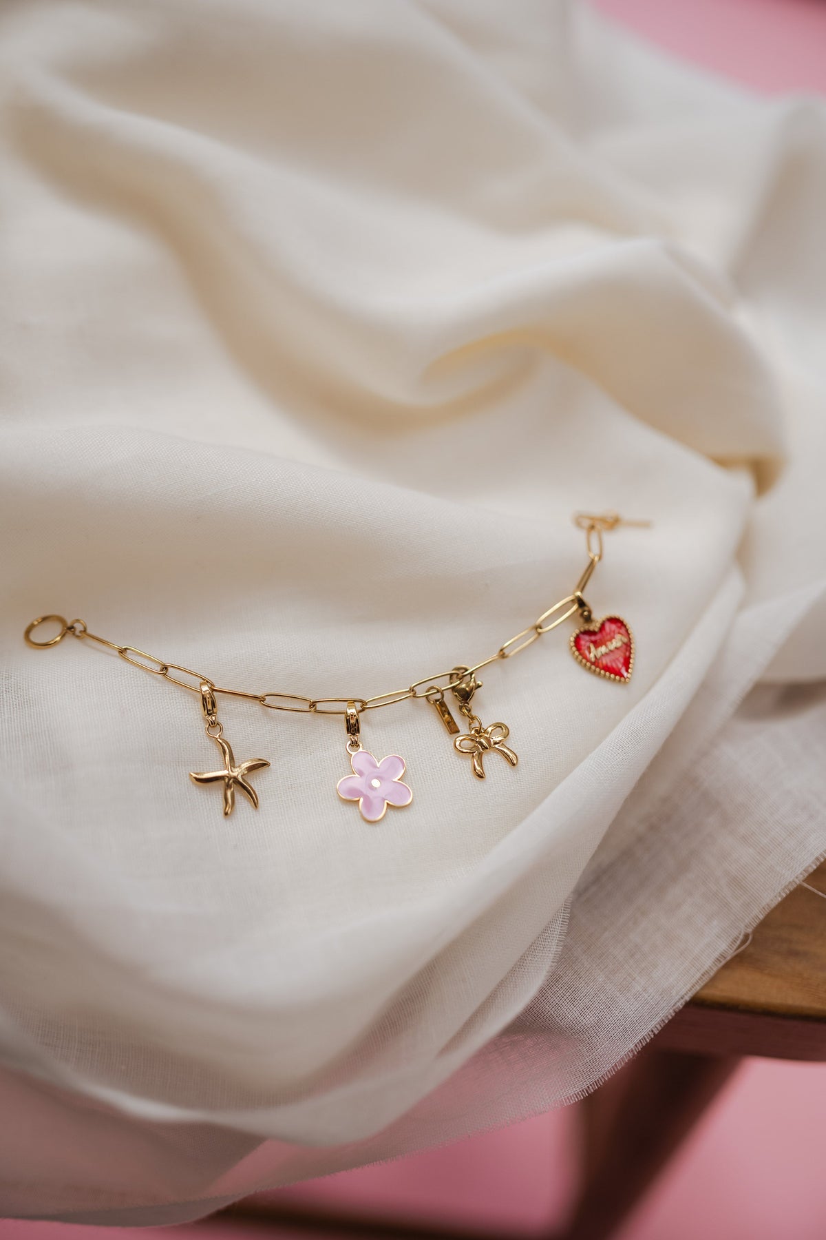 Golden and Pink Flower Pendant
