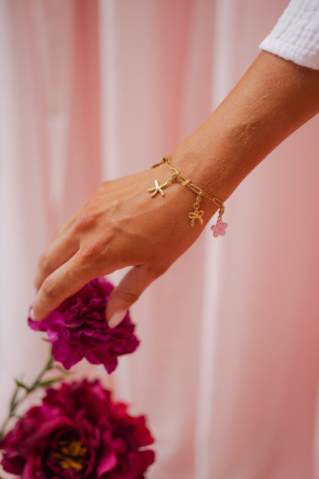 Golden and Pink Flower Pendant