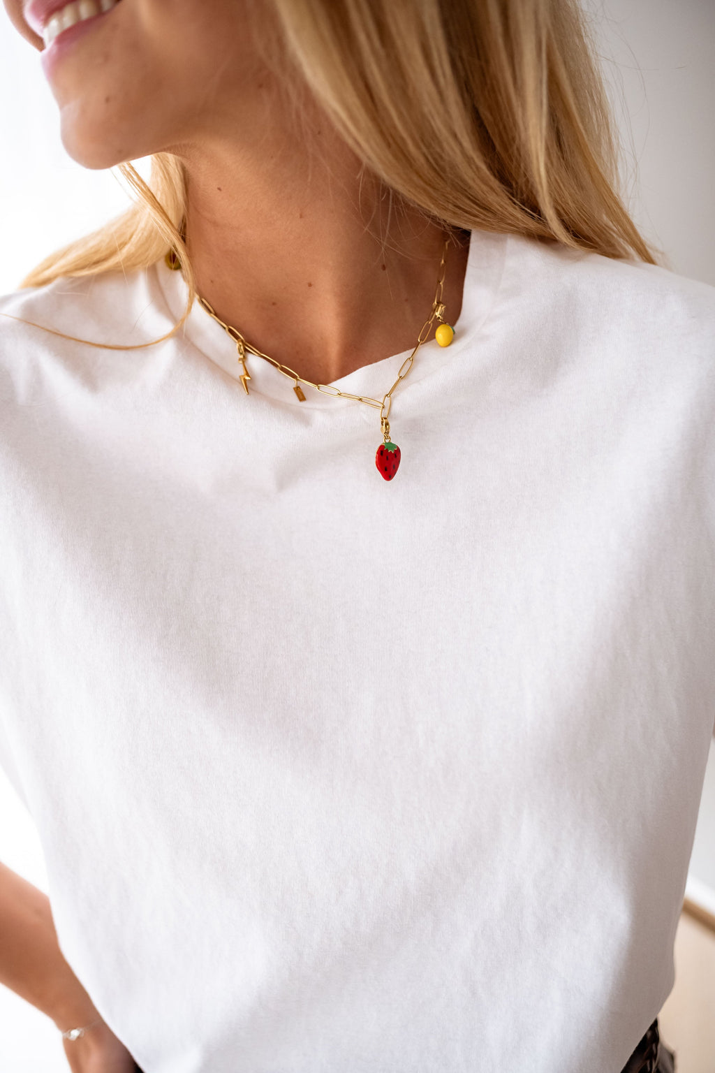 Red and Golden Strawberry Pendant