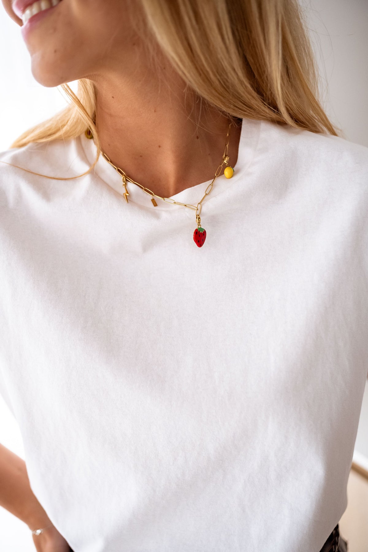 Red and Golden Strawberry Pendant