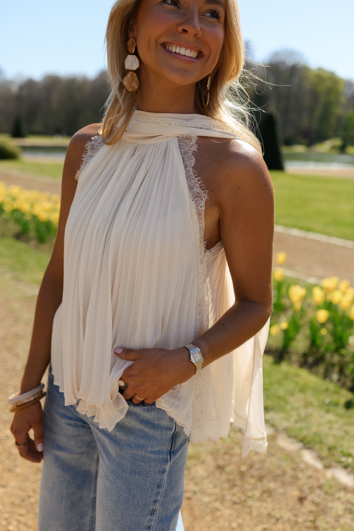 Beige Lace Nath Top