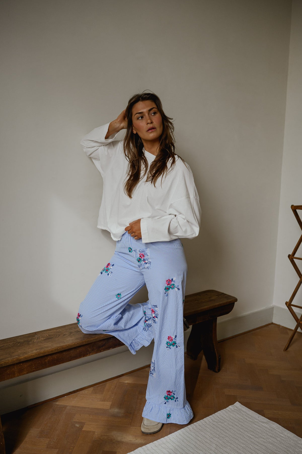 Blue Checkered Amarine Pants