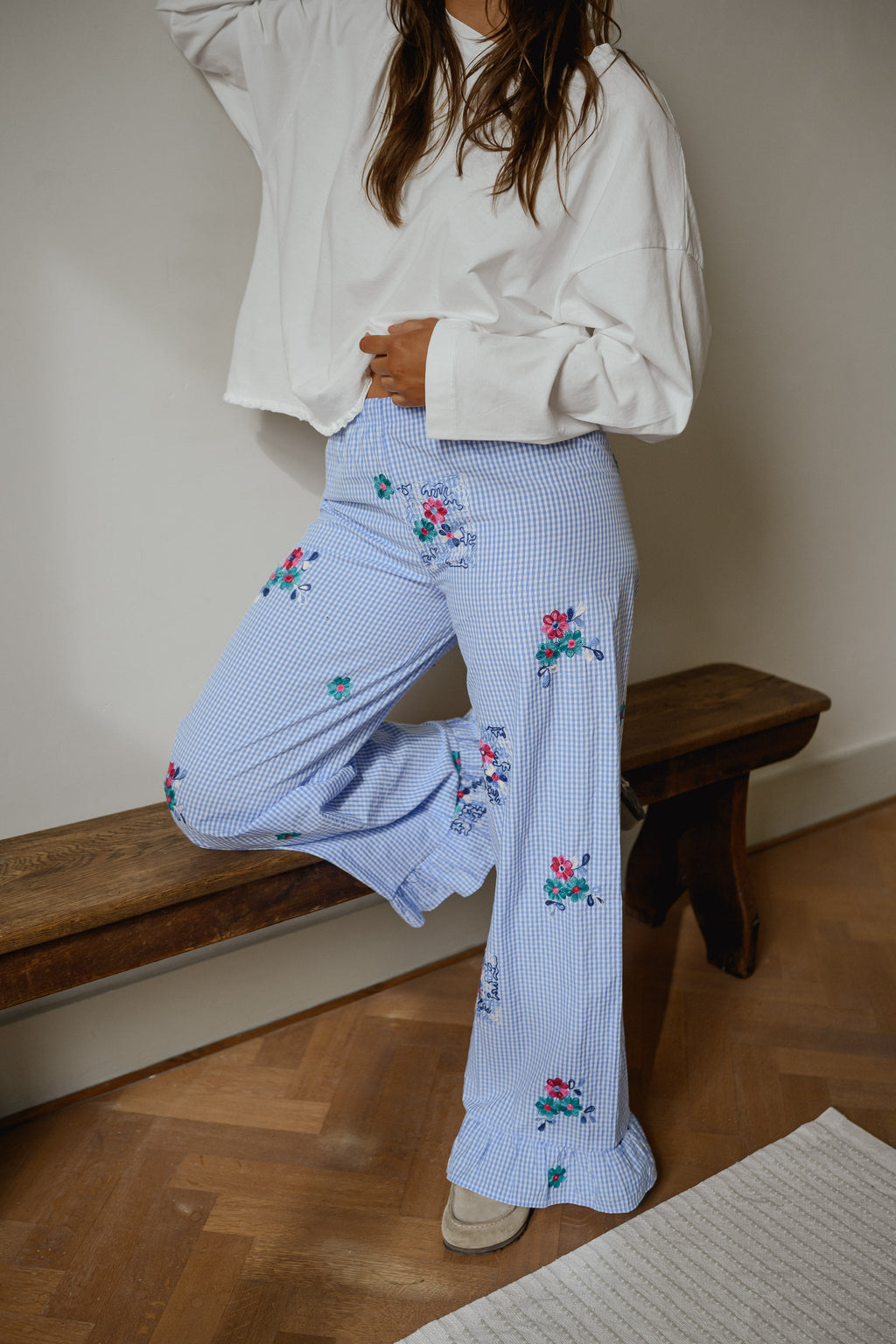 Blue Checkered Amarine Pants