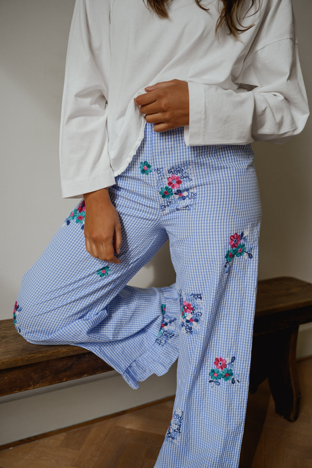 Blue Checkered Amarine Pants