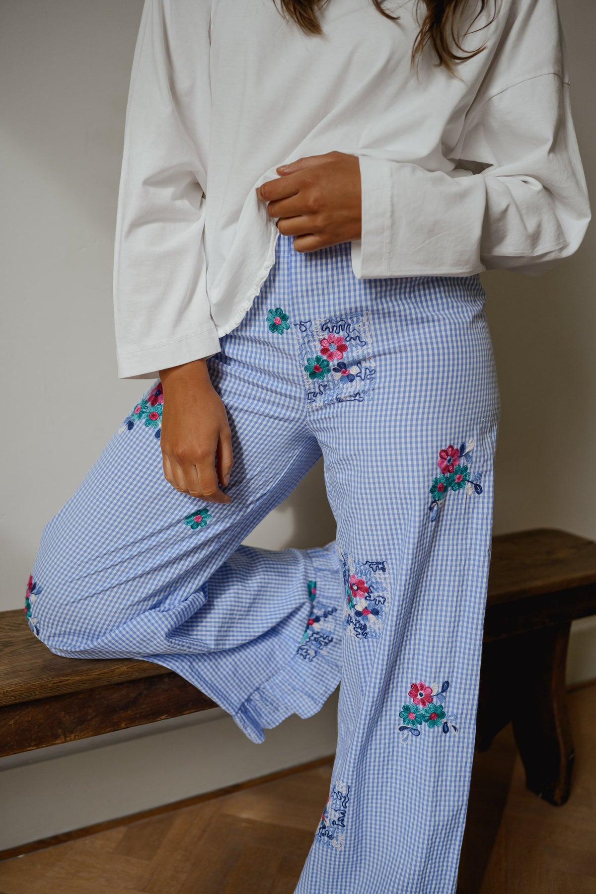 Blue Checkered Amarine Pants