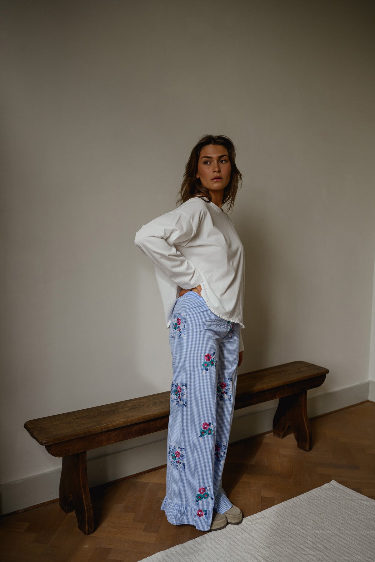 Blue Checkered Amarine Pants