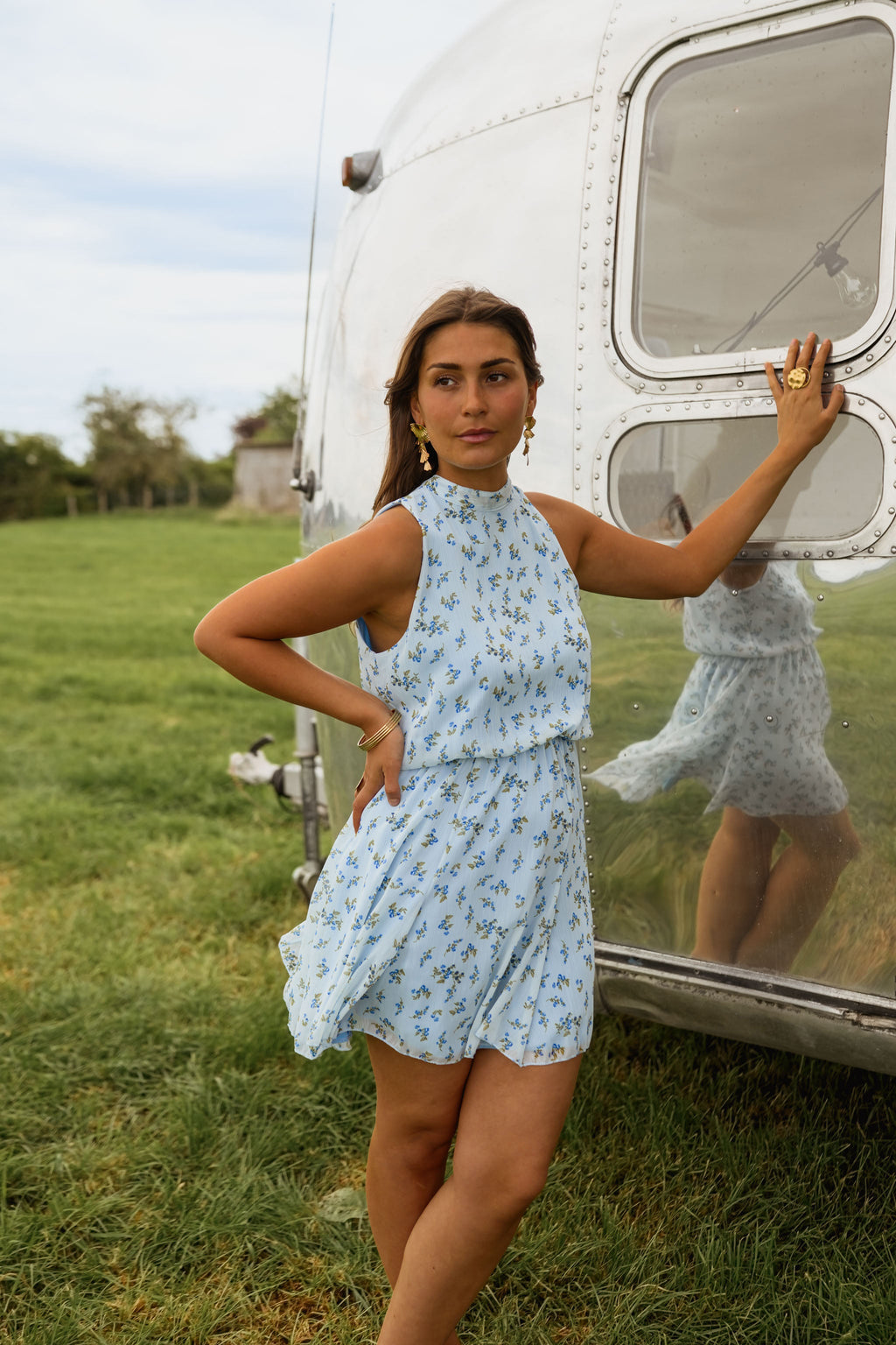 Blue Floral Axelle Dress