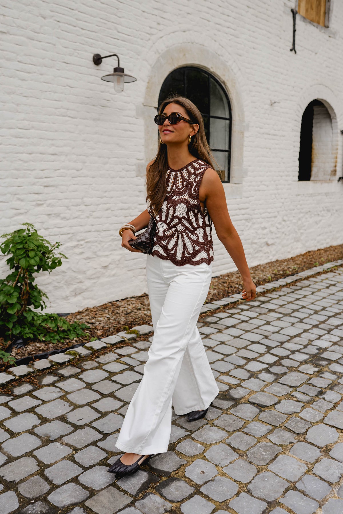Brown And Ecru Crochet Zoe Top