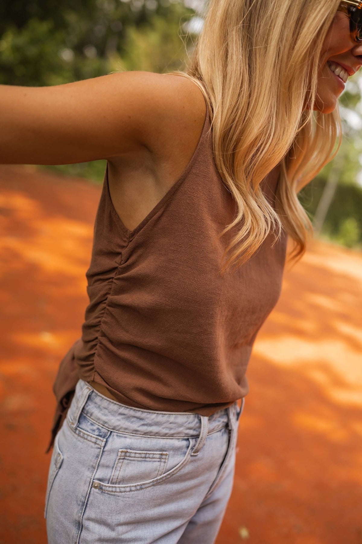 Chocolate Noelie Linen Top
