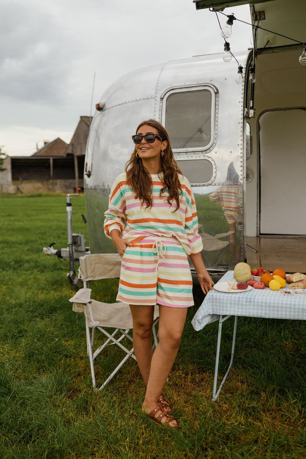 Ecru Striped Jessi Shorts