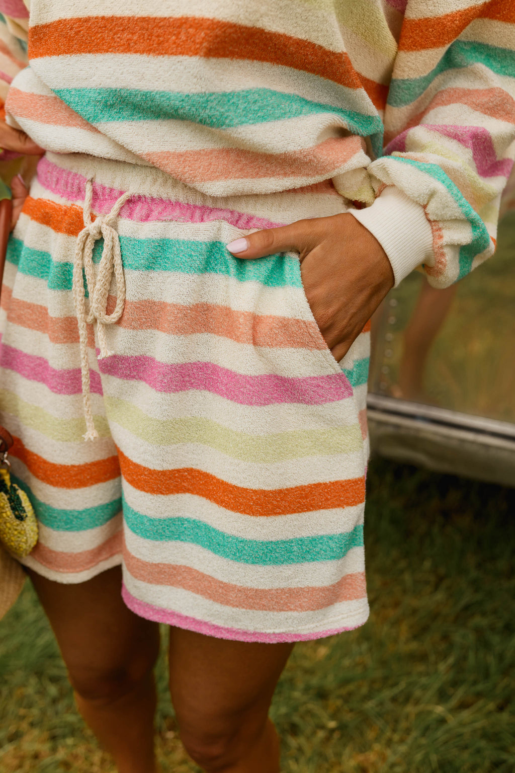 Ecru Striped Jessi Shorts