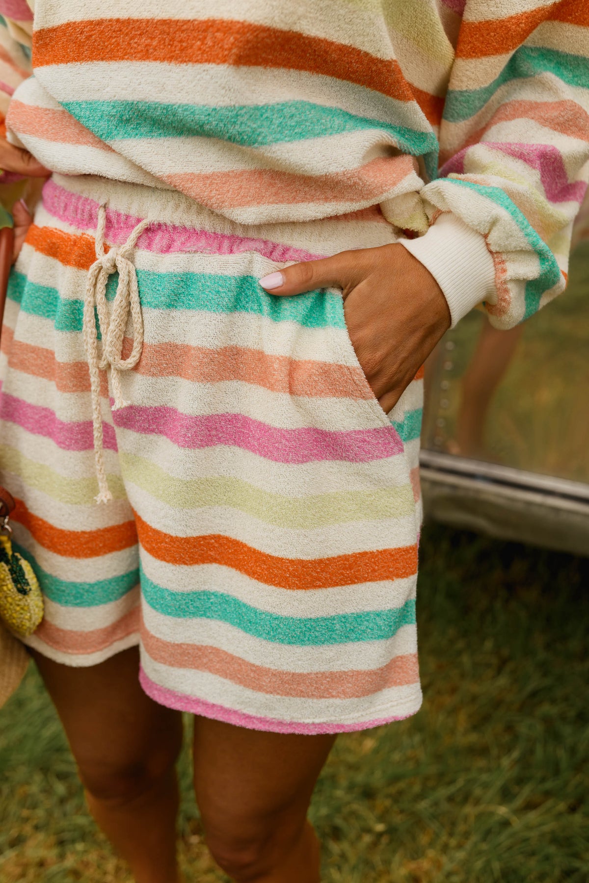 Ecru Striped Jessi Shorts