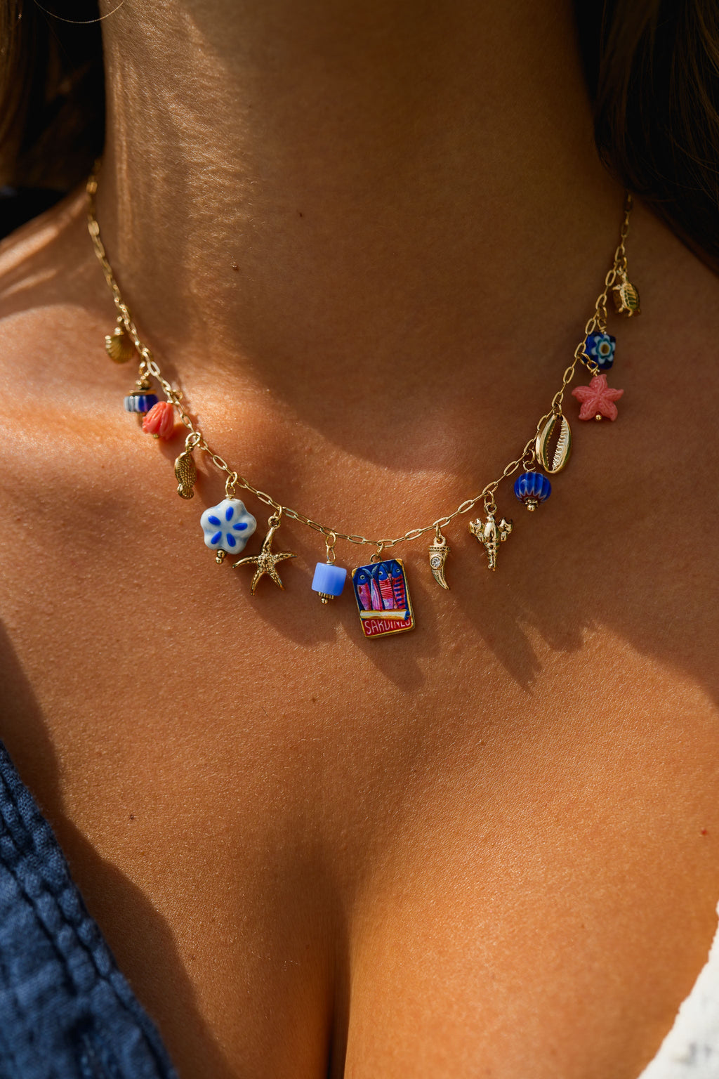 Gold and Blue Juma Necklace