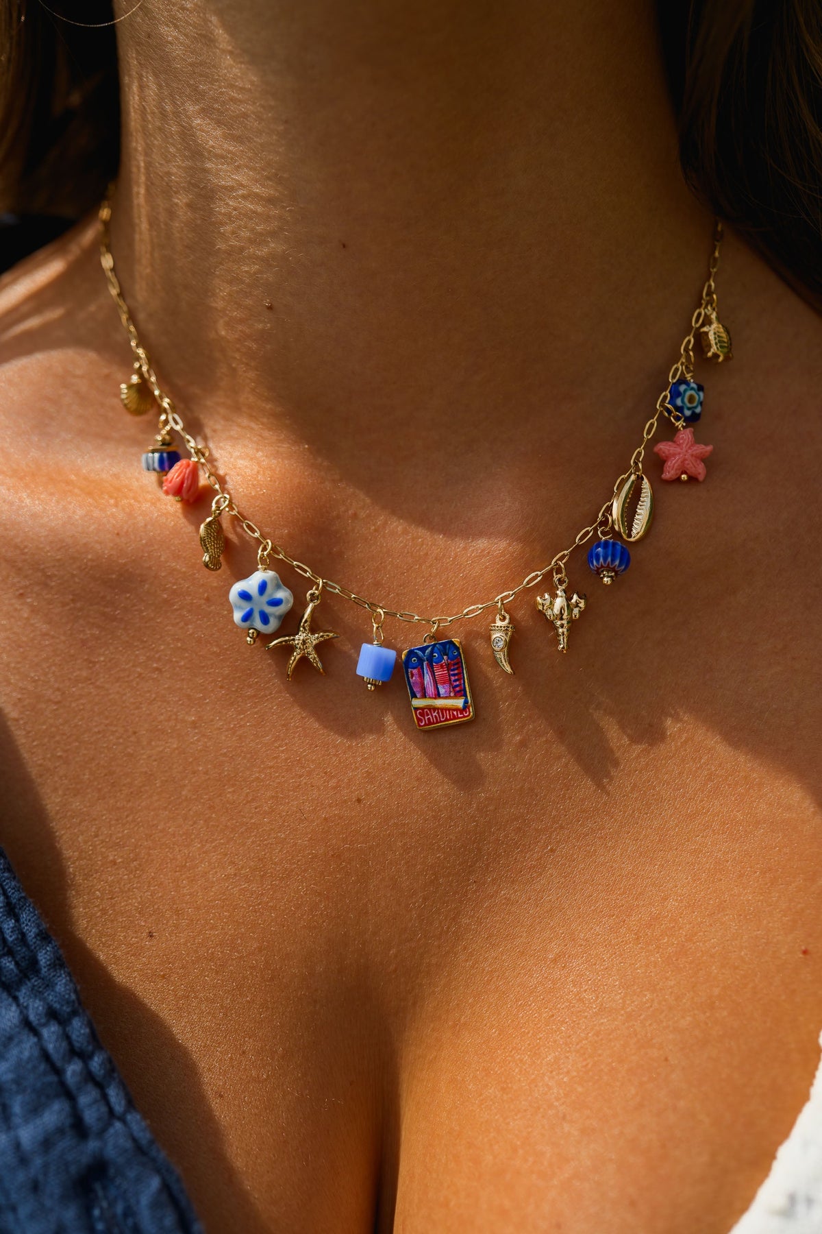 Gold and Blue Juma Necklace