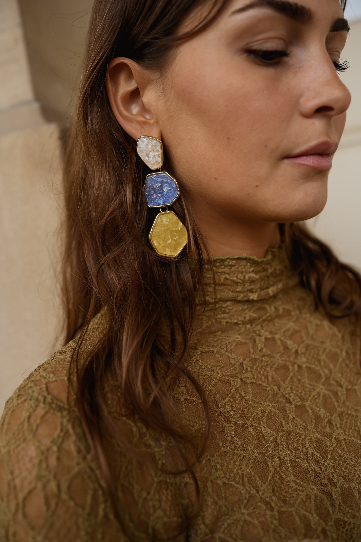Gold and Blue Palo Earrings