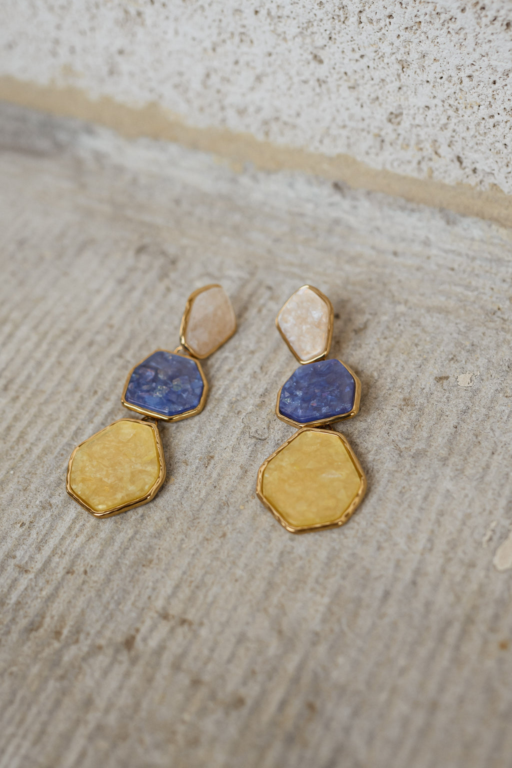 Gold and Blue Palo Earrings