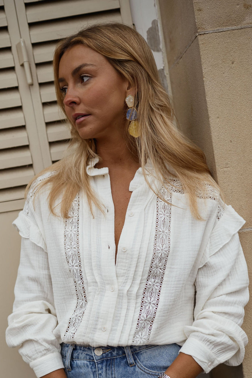Gold and Blue Palo Earrings