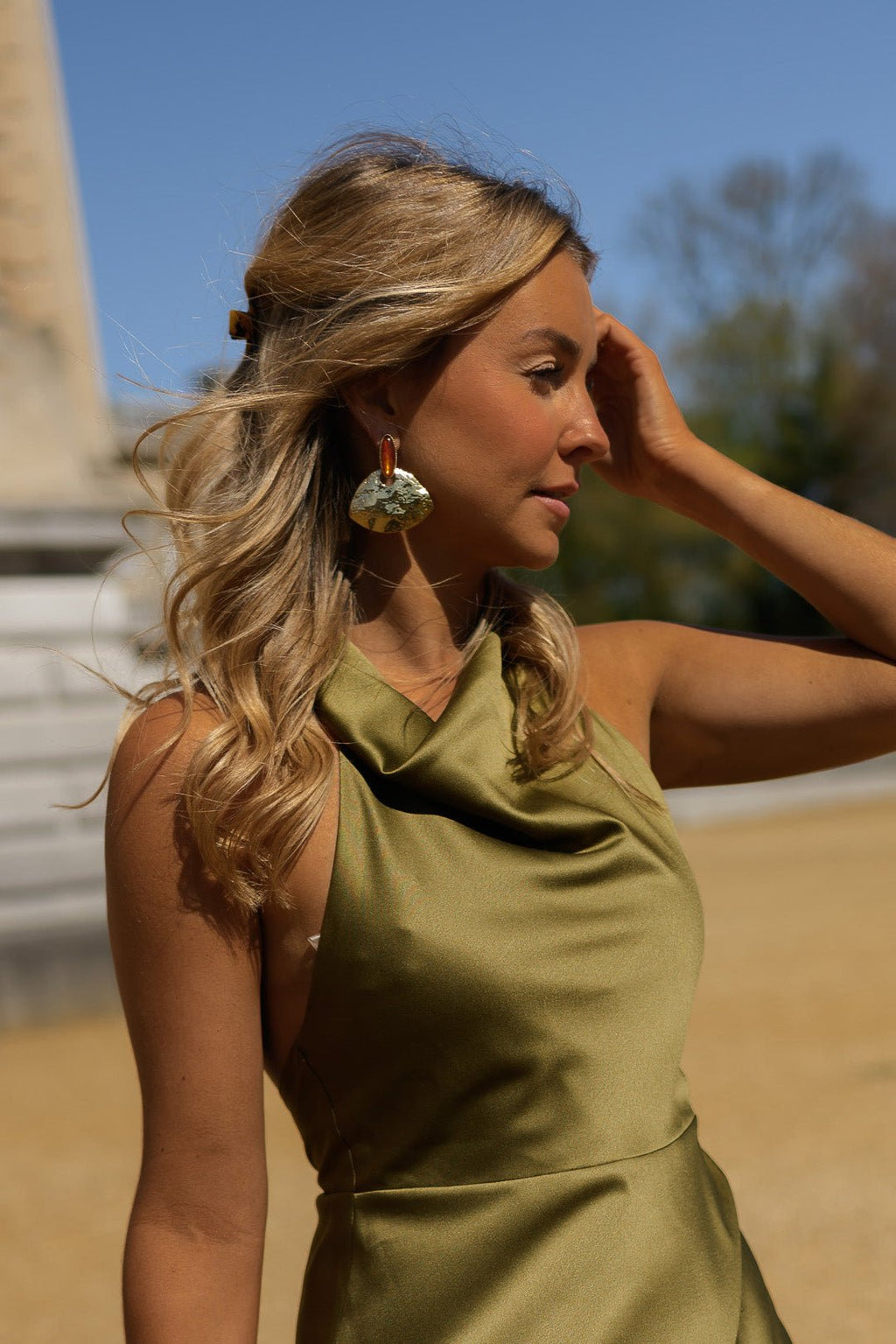 Golden And Brown Paly Earrings