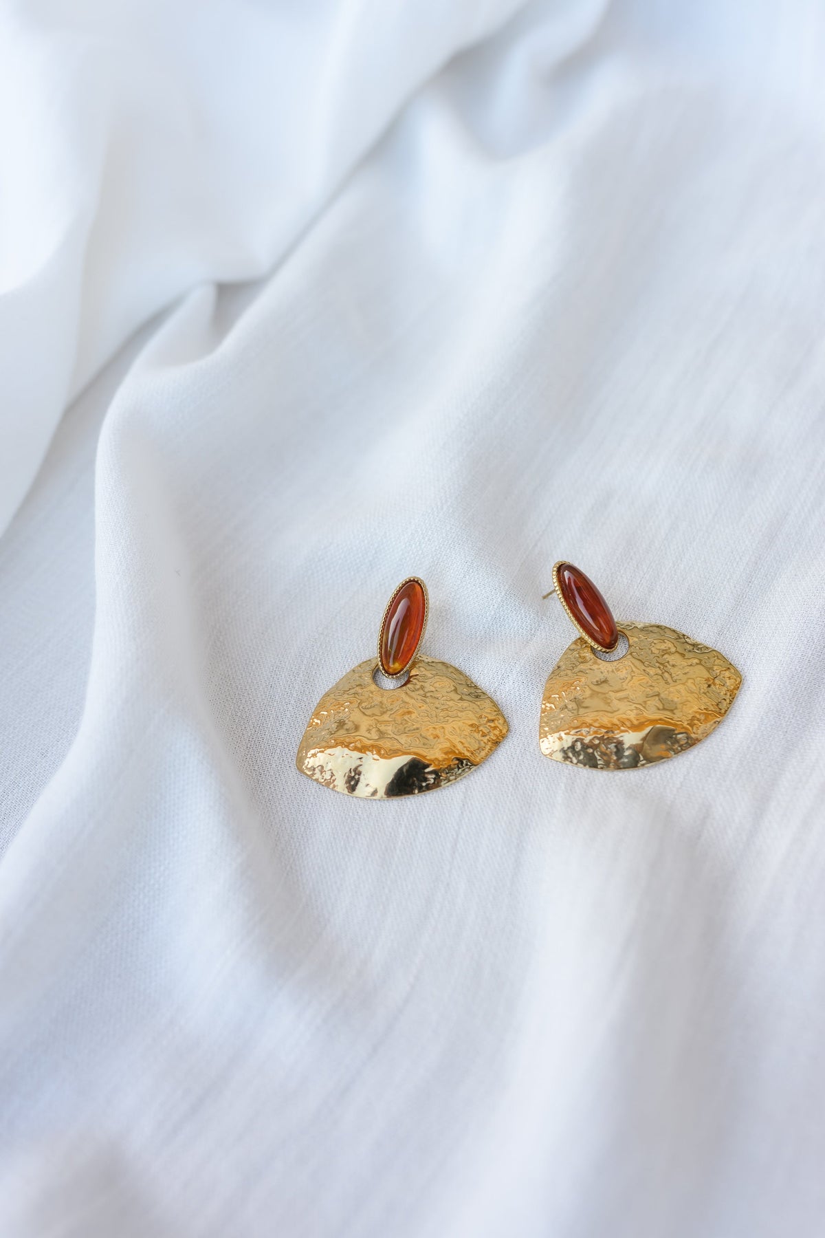 Golden And Brown Paly Earrings