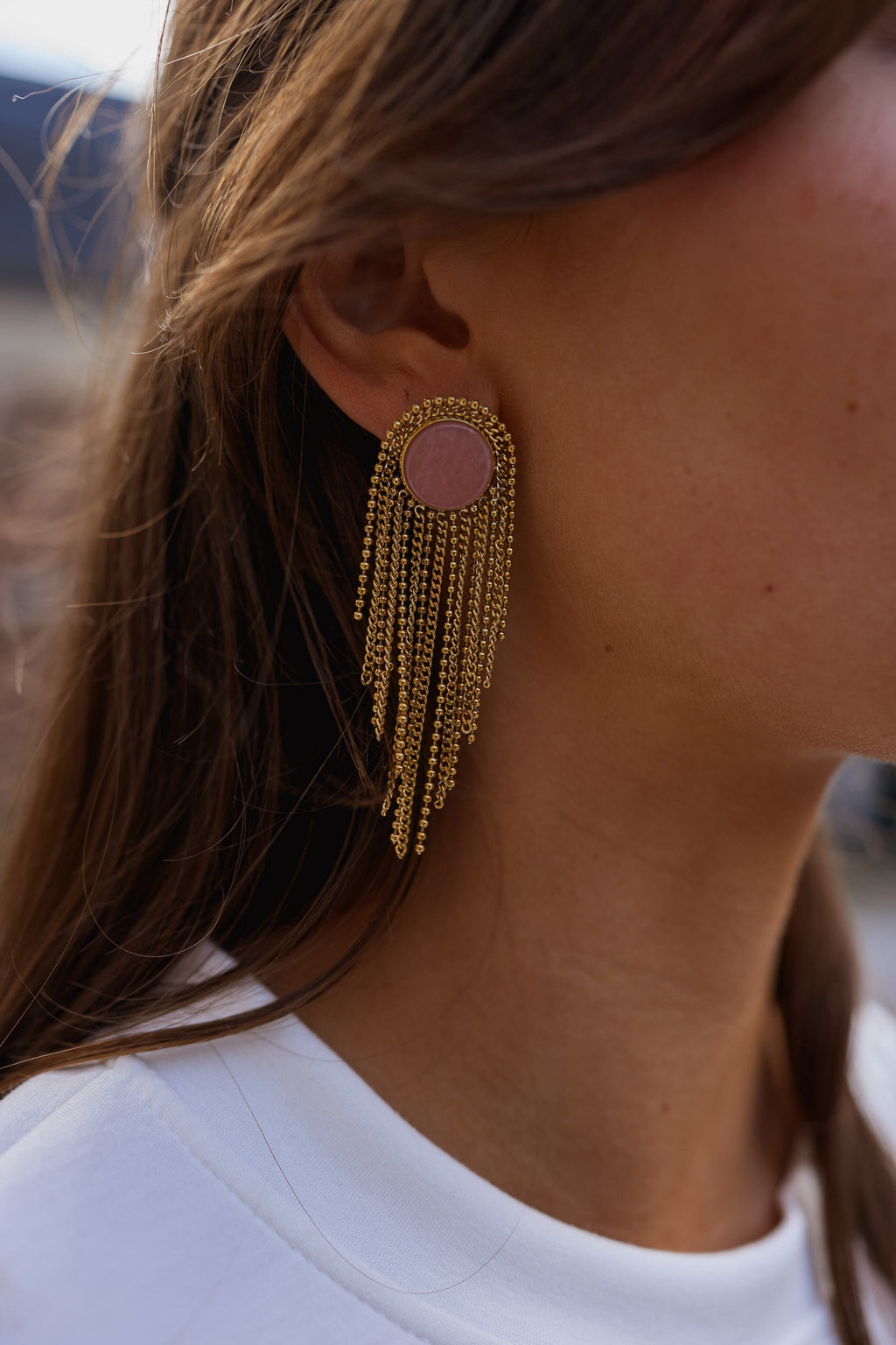 Golden And Pink Maury Earrings