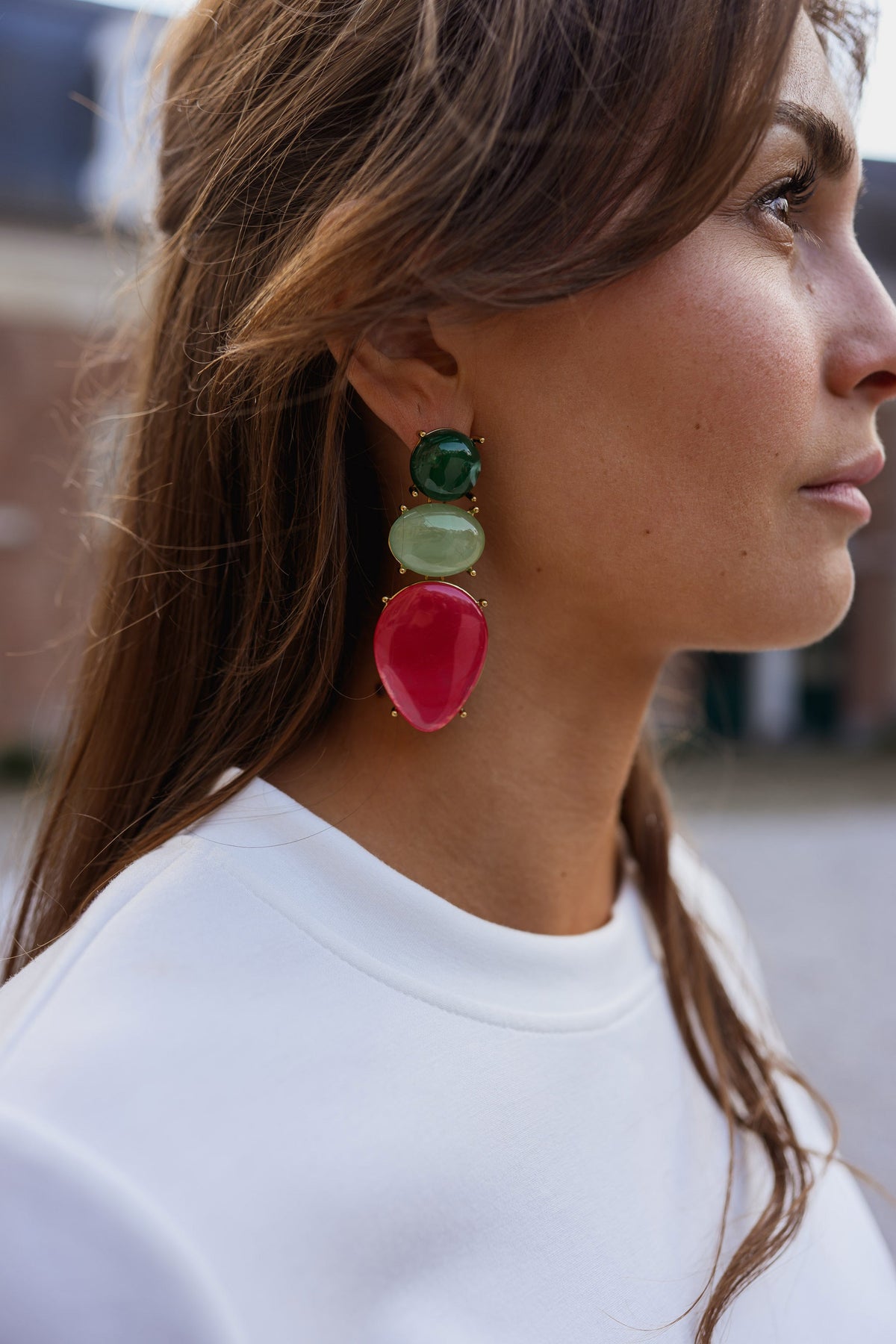 Green And Pink Colleen Earrings