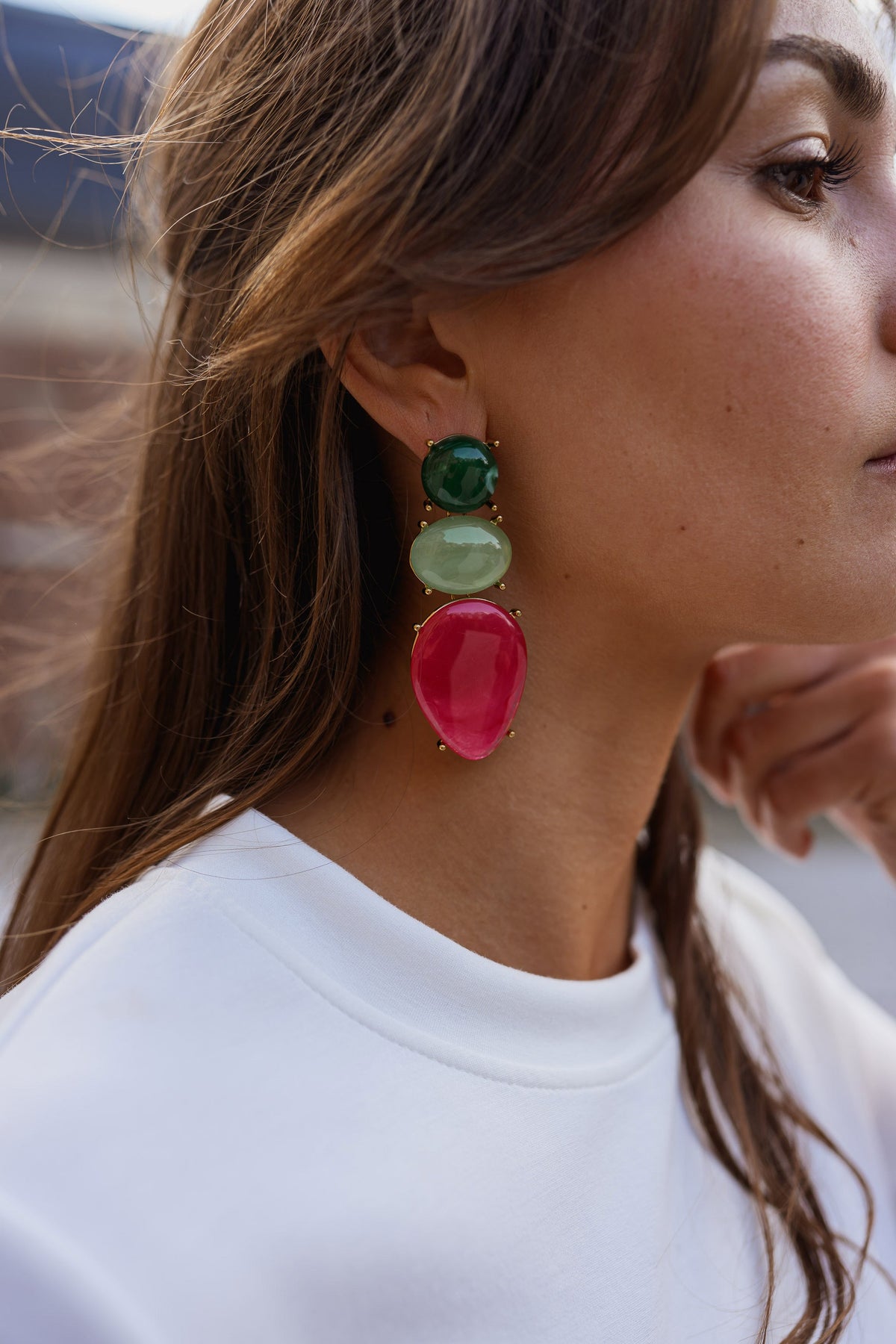 Green And Pink Colleen Earrings