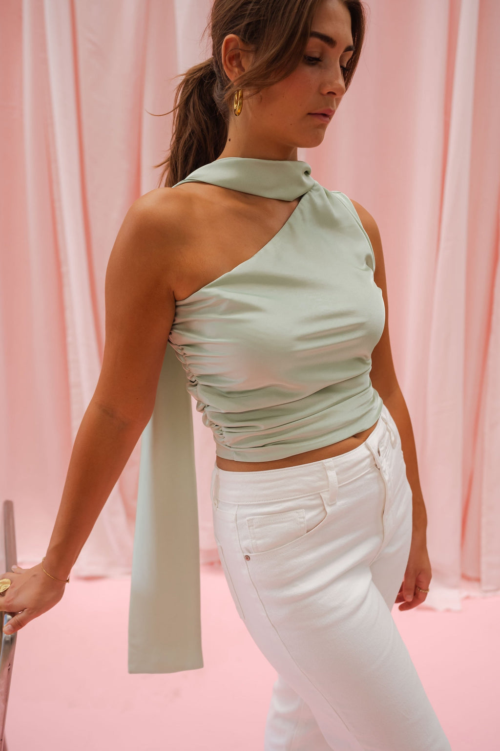 Mint Green Ilga Satin Top