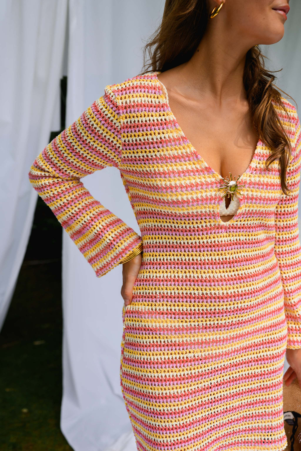 Orange Crochet Ariana Dress