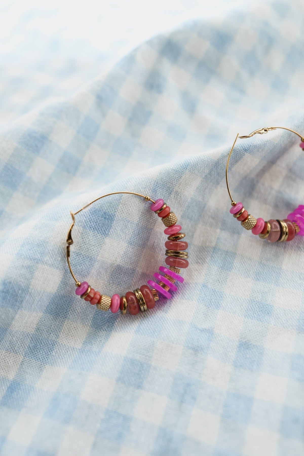Pink And Golden Ringo Earrings