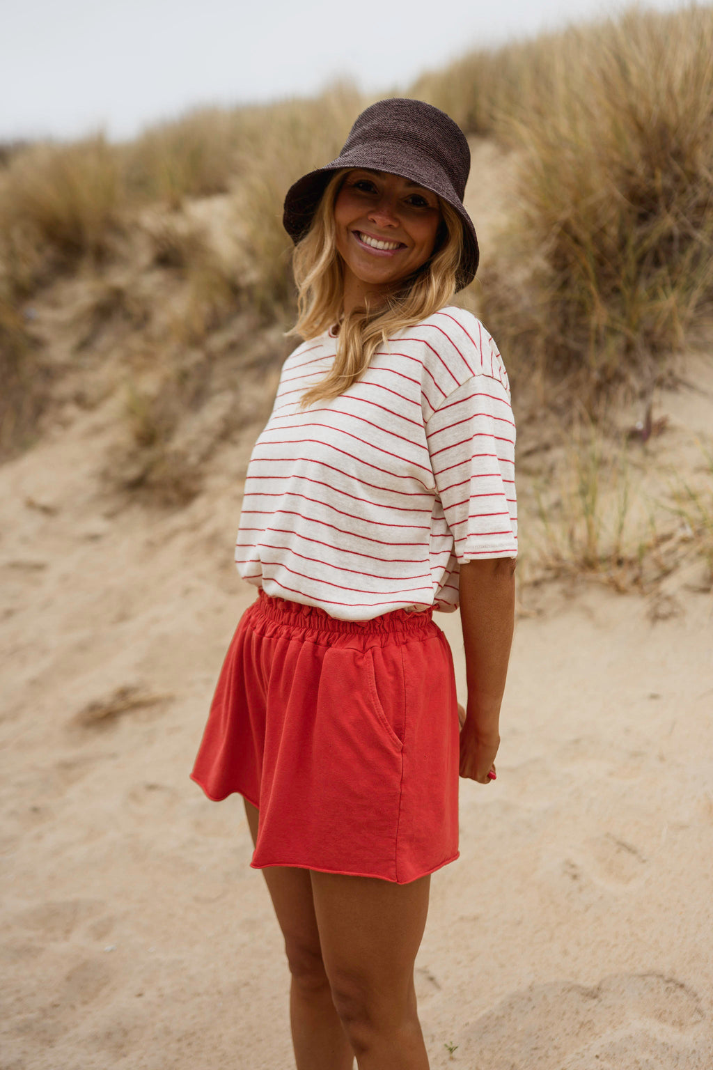 Red Cotton Issa Shorts