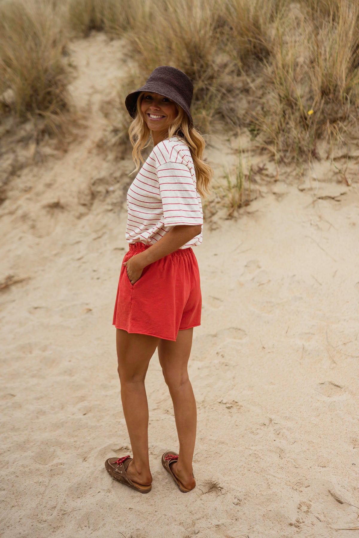 Red Cotton Issa Shorts