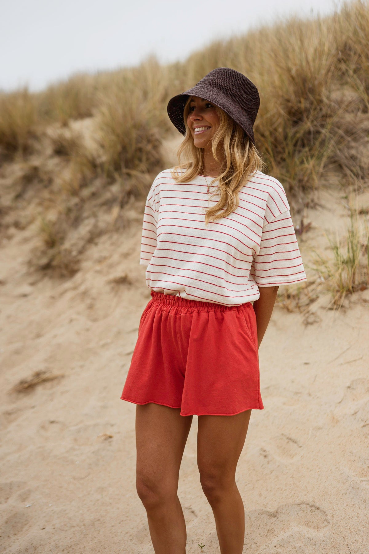 Red Cotton Issa Shorts