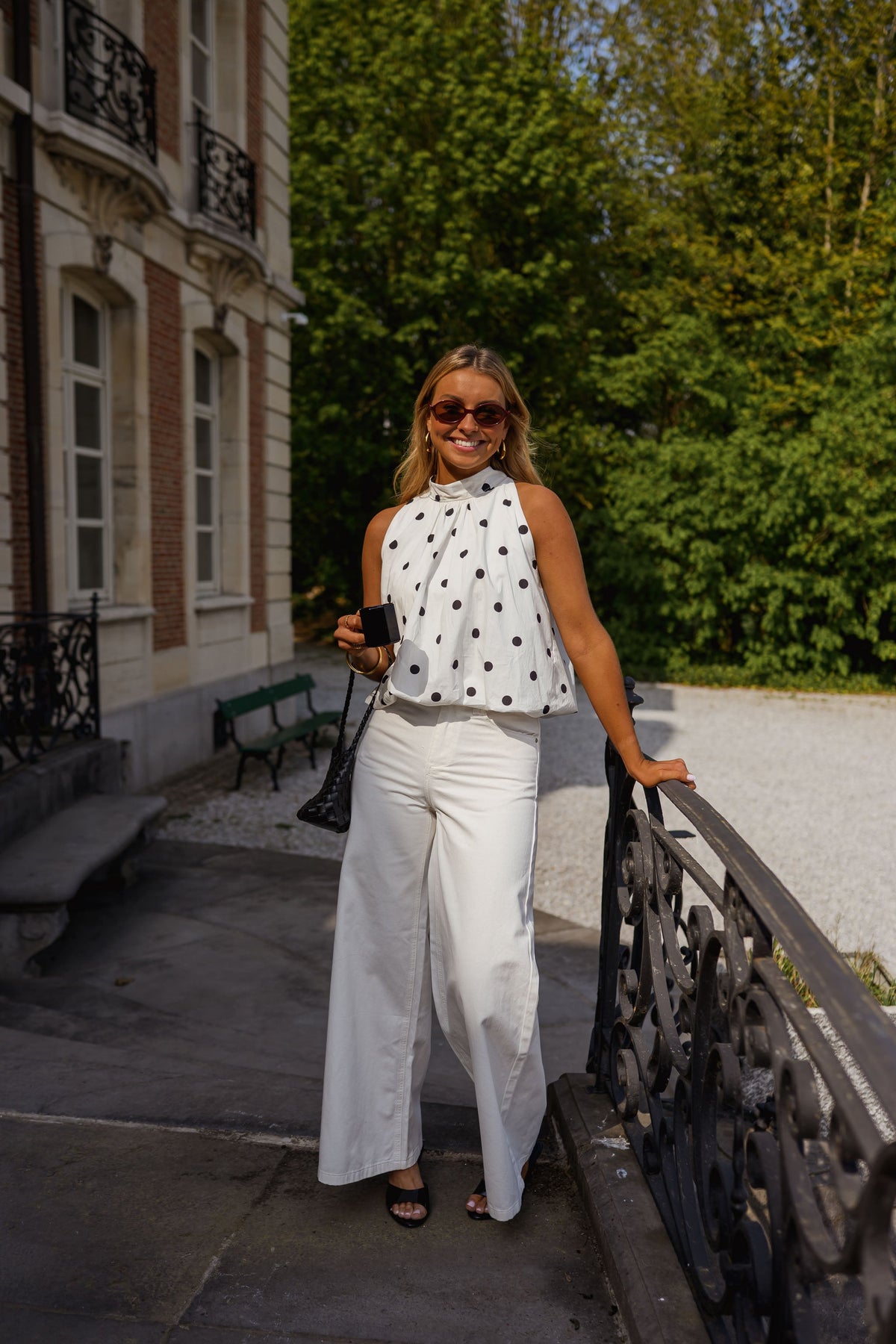 White Polka Dot Cipriani Top