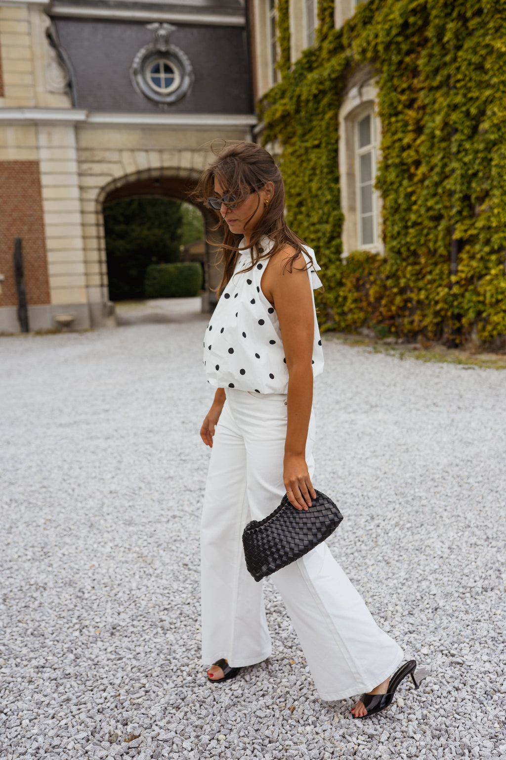 White Polka Dot Cipriani Top