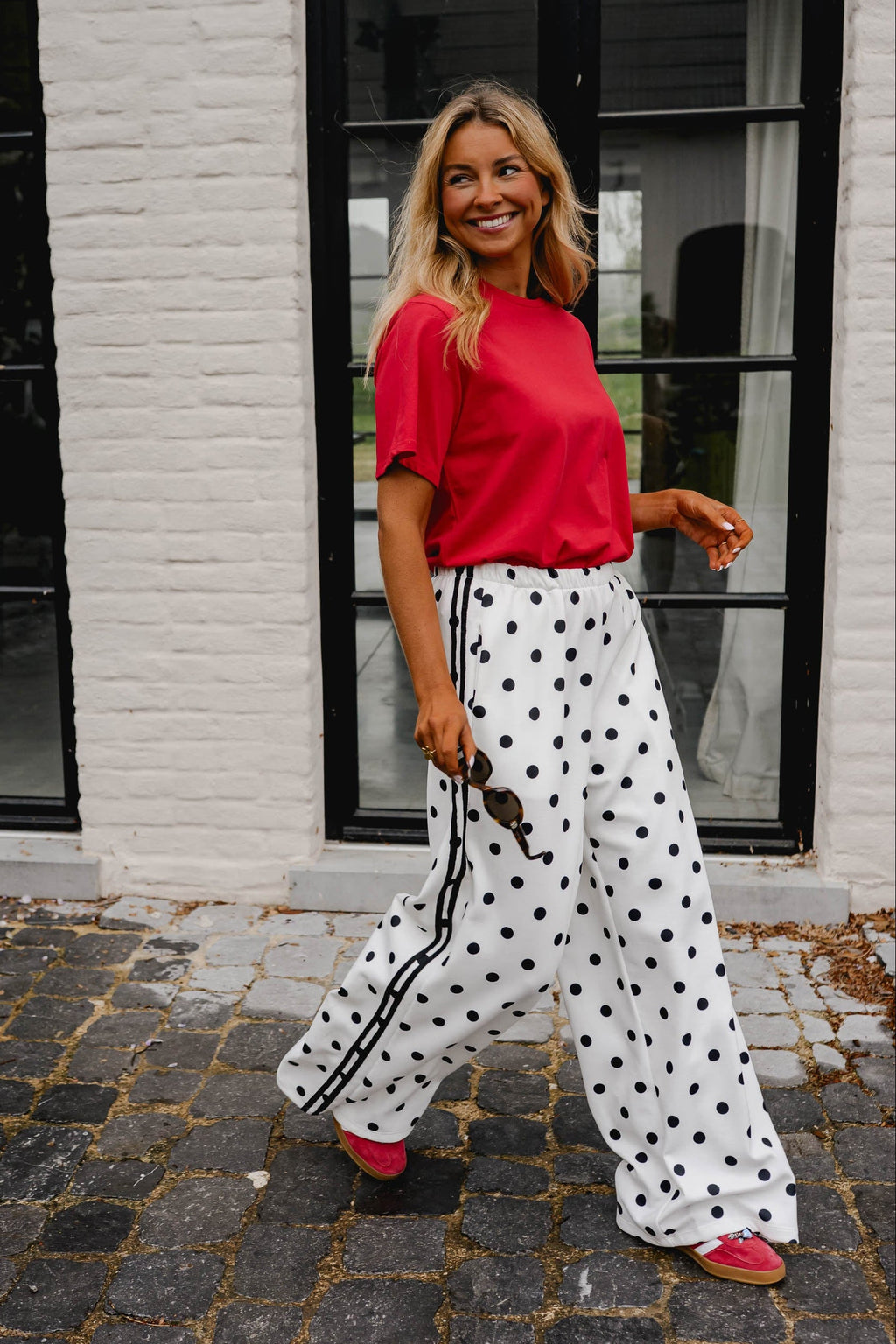 White Polka Dot Loosa Jogggers
