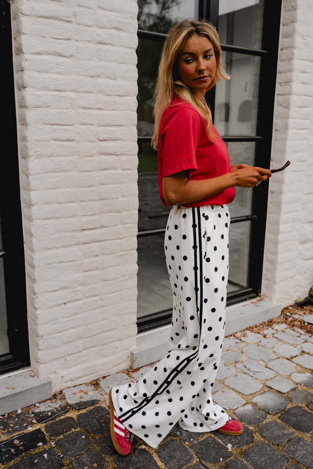 White Polka Dot Loosa Jogggers