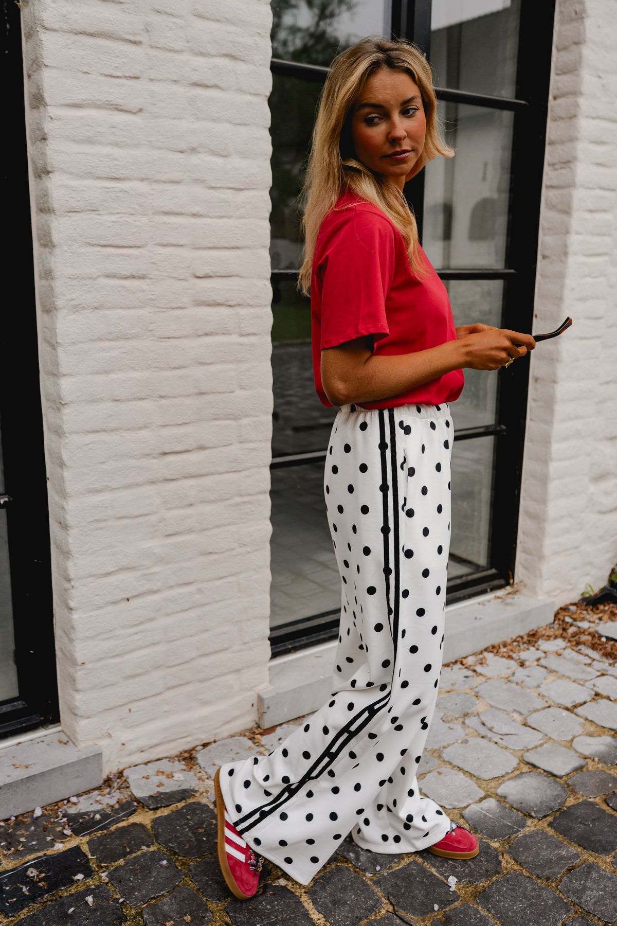 White Polka Dot Loosa Jogggers