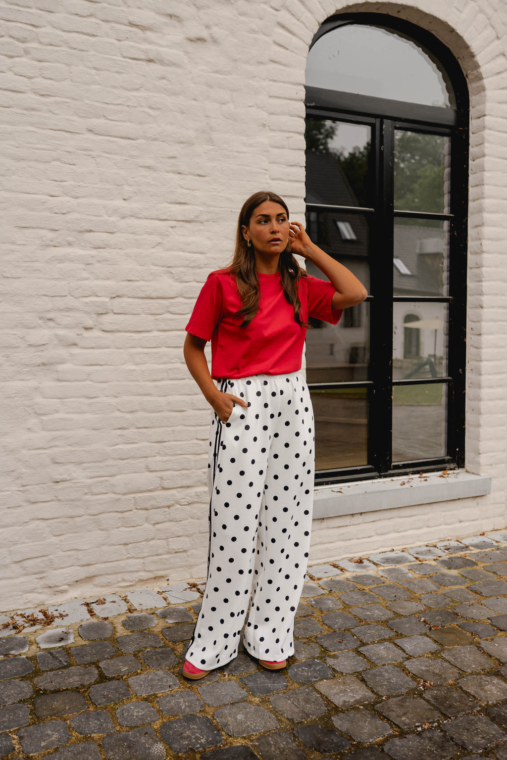 White Polka Dot Loosa Jogggers
