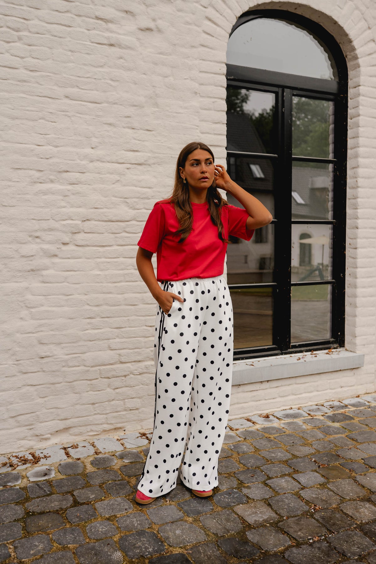 White Polka Dot Loosa Jogggers