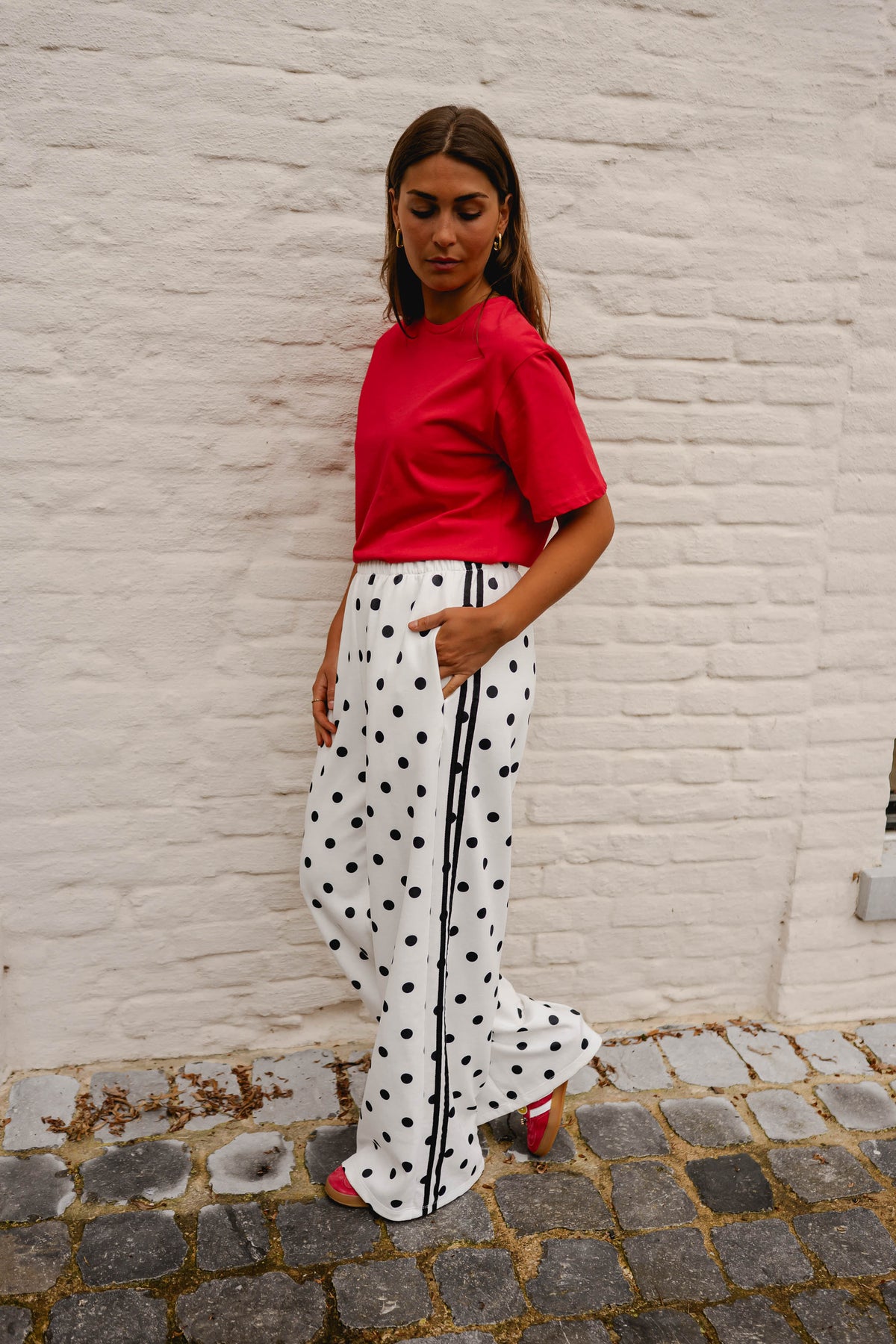 White Polka Dot Loosa Jogggers