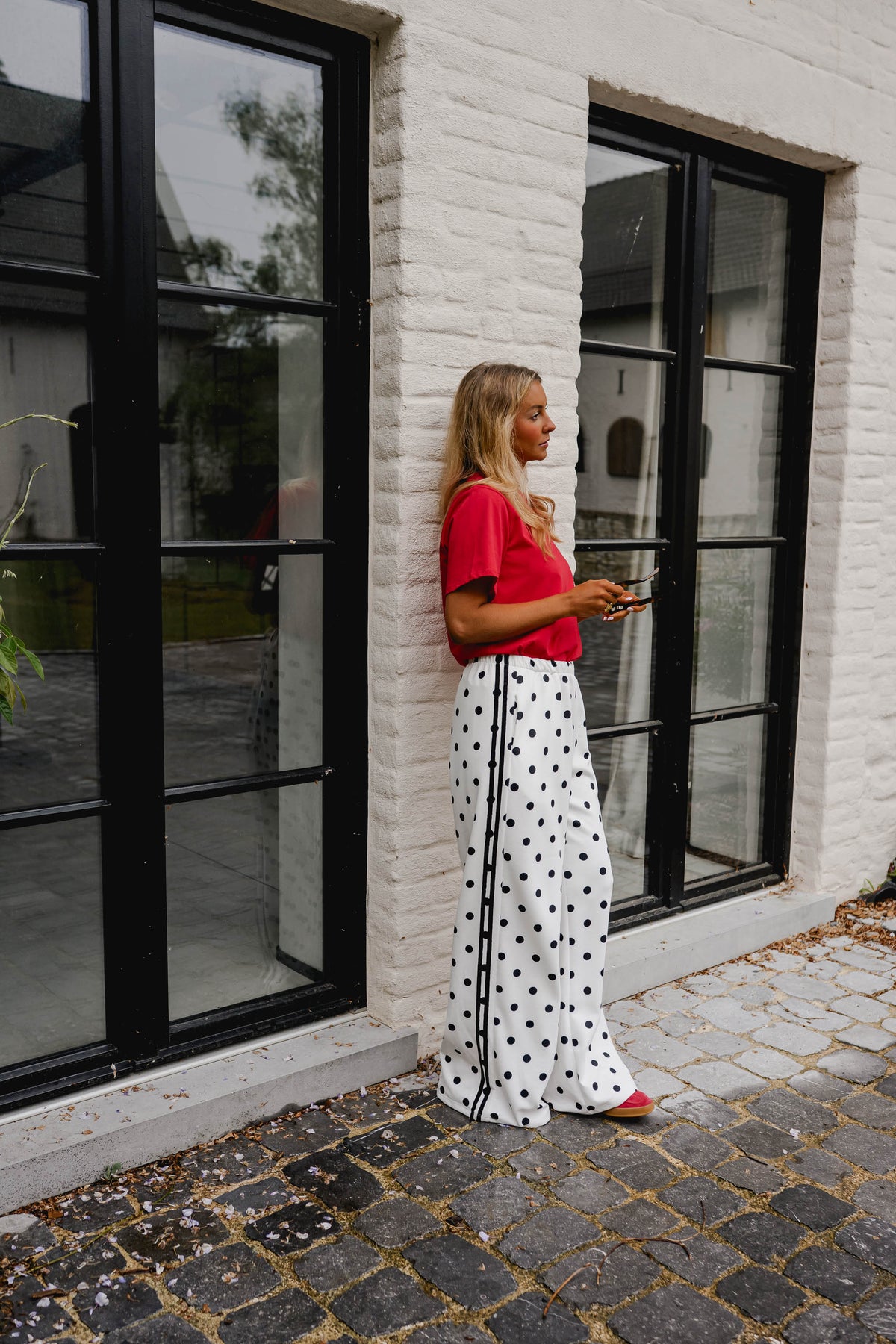White Polka Dot Loosa Jogggers